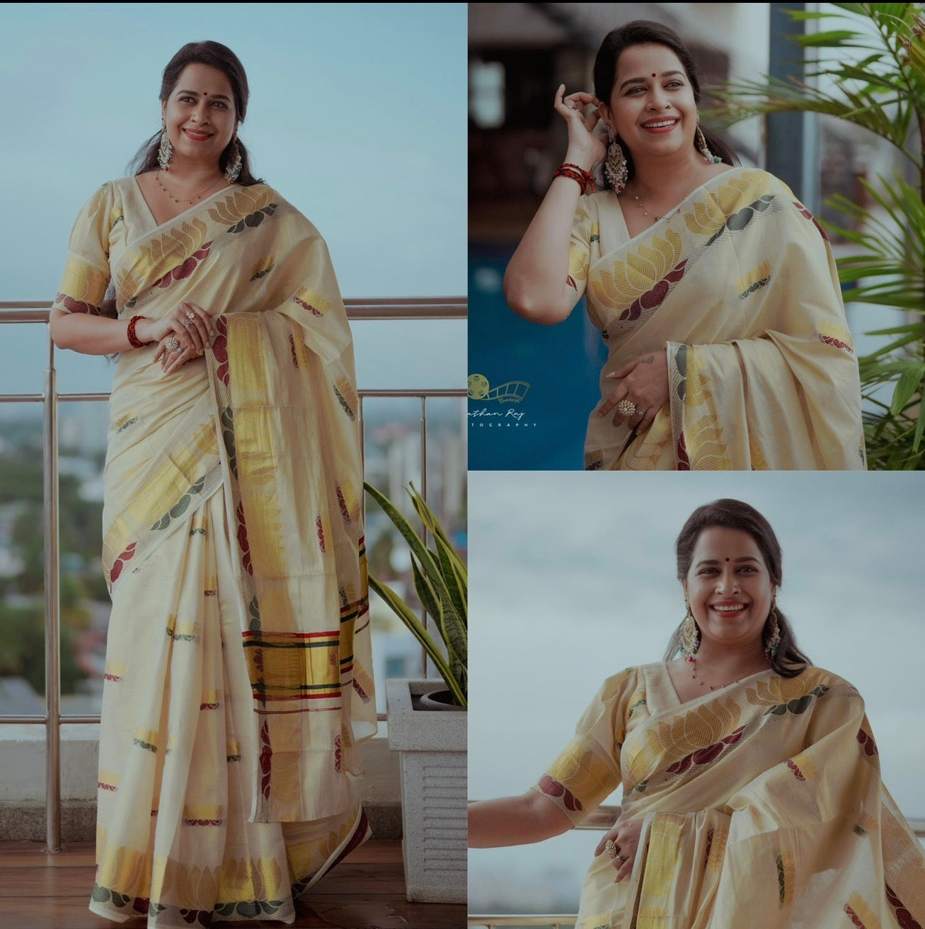 Kerala lotus tissue saree